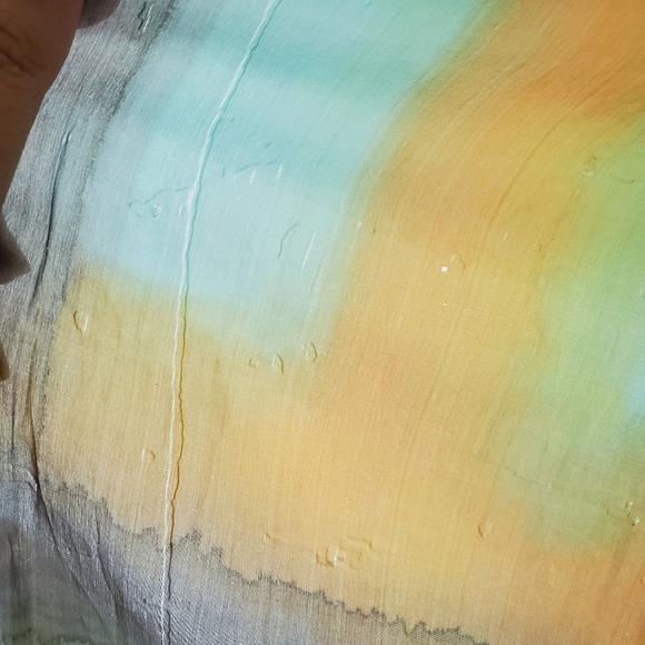 Blue and orange Silk scarf - Picture 4 of 8